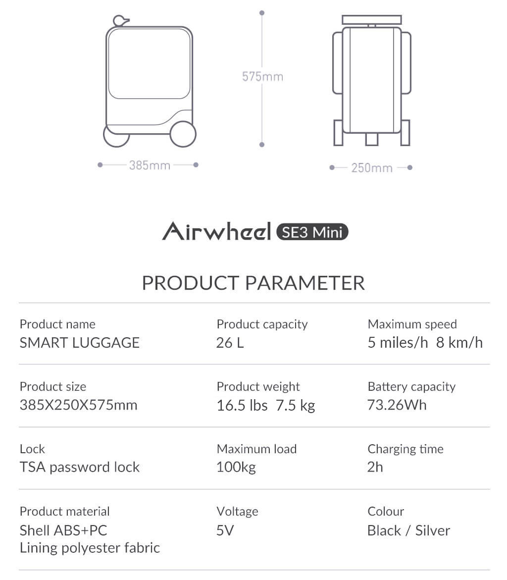 Airwheel SE3Mini ride on luggage
